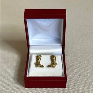 Adorable Dainty Gold Plated Cowboy Boot Post Earring’s In Gift Box